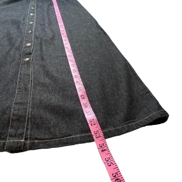 Vintage Denim Pinafore Jumper Embroidered Button Front Maxi Dress Sz Small‎ - Picture 7 of 7